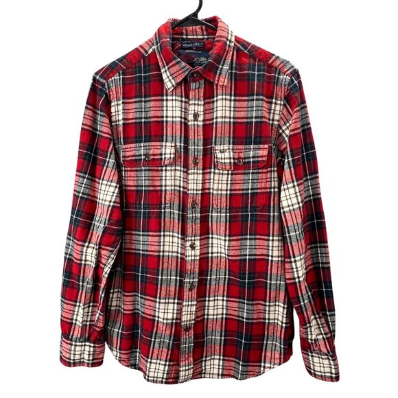 Old Navy Vintage Flannels Red Plaid Button Up S Men Cotton Long Sleeve - Picture 1 of 7